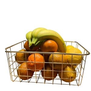 Set of 2 Gold Tone Metal Wire Storage Basket Organizer